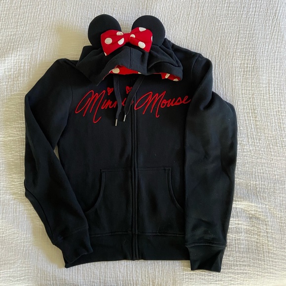 Disney Parks Minnie Mouse Zip Up Hoodie with Ears & Bow - Picture 7 of 7